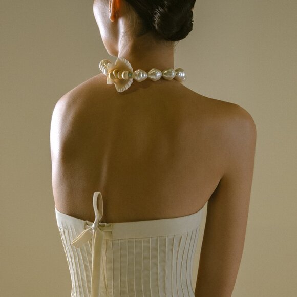 Marlies Grace Exclusive Lou Cotton-Blend Midi Dress strapless beautiful NWT - Picture 6 of 11